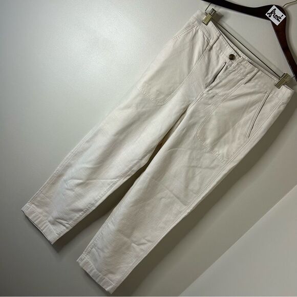 J.Crew Tapered Wide Leg Cream Pants Double Stitch Y2K Coastal Boho Preppy - Picture 14 of 14